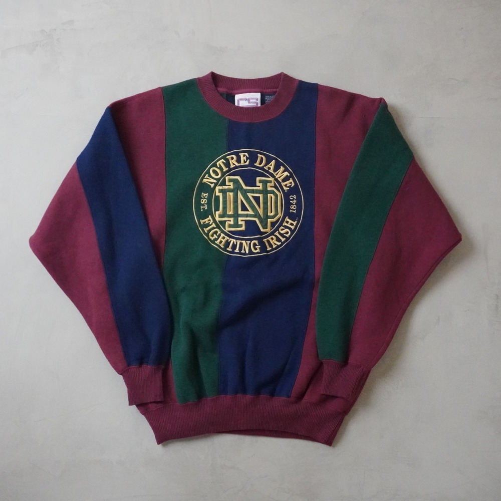Vintage Notre Dame Fighting Irish Sweatshirt Medium Mens 90s Colorblock Crable